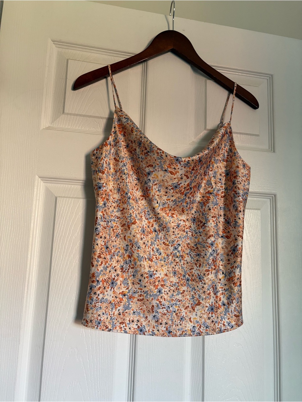 Dynamite Floral Cowl Neck Camisole - Cream, Blue & Rust